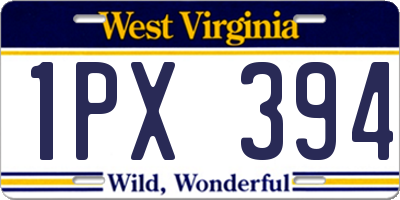 WV license plate 1PX394