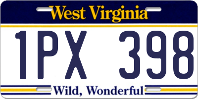 WV license plate 1PX398