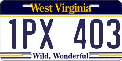 WV license plate 1PX403