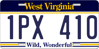 WV license plate 1PX410