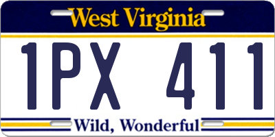 WV license plate 1PX411