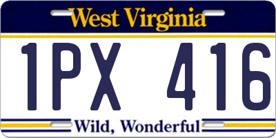 WV license plate 1PX416