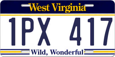 WV license plate 1PX417
