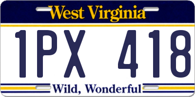 WV license plate 1PX418
