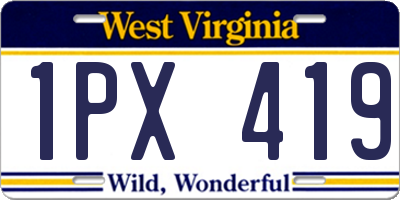 WV license plate 1PX419