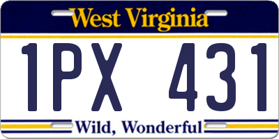 WV license plate 1PX431
