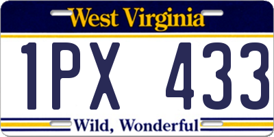 WV license plate 1PX433