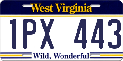 WV license plate 1PX443