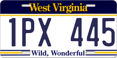 WV license plate 1PX445