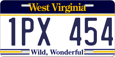 WV license plate 1PX454
