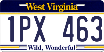 WV license plate 1PX463