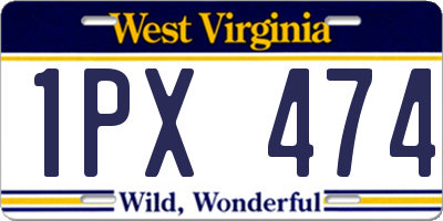 WV license plate 1PX474