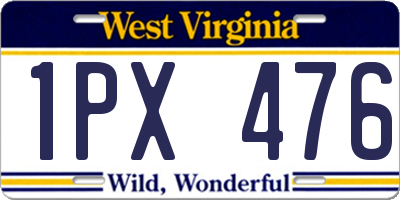 WV license plate 1PX476