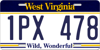 WV license plate 1PX478