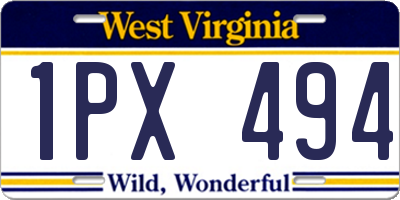 WV license plate 1PX494