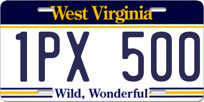 WV license plate 1PX500