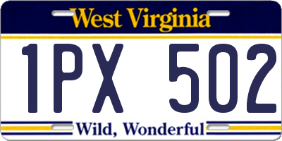 WV license plate 1PX502