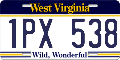 WV license plate 1PX538