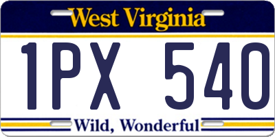 WV license plate 1PX540