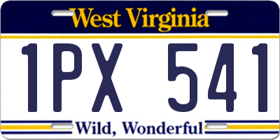 WV license plate 1PX541