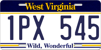WV license plate 1PX545