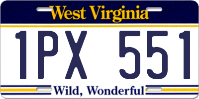 WV license plate 1PX551