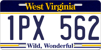 WV license plate 1PX562