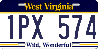 WV license plate 1PX574
