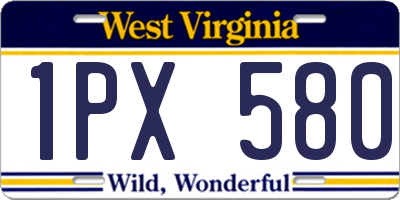 WV license plate 1PX580