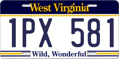 WV license plate 1PX581