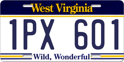 WV license plate 1PX601