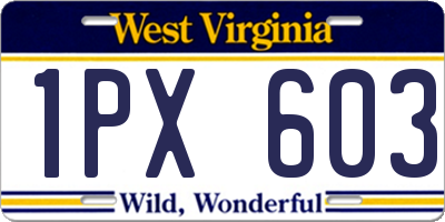 WV license plate 1PX603