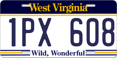 WV license plate 1PX608