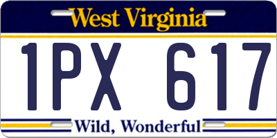 WV license plate 1PX617