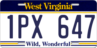 WV license plate 1PX647
