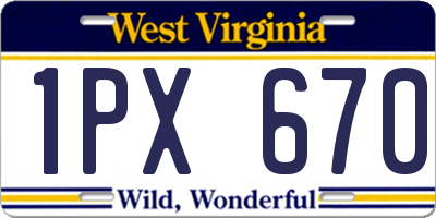 WV license plate 1PX670
