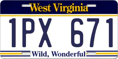 WV license plate 1PX671