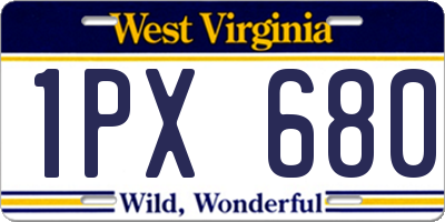 WV license plate 1PX680