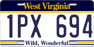 WV license plate 1PX694