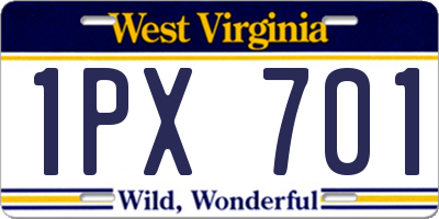 WV license plate 1PX701