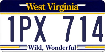 WV license plate 1PX714