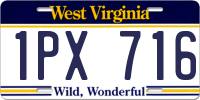 WV license plate 1PX716