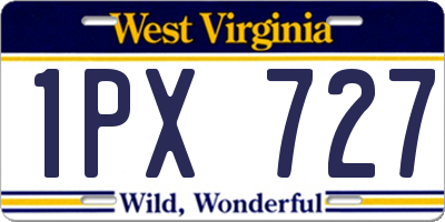 WV license plate 1PX727