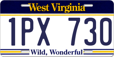 WV license plate 1PX730