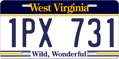 WV license plate 1PX731
