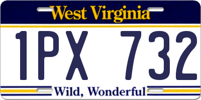 WV license plate 1PX732