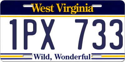 WV license plate 1PX733