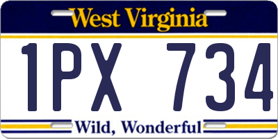 WV license plate 1PX734