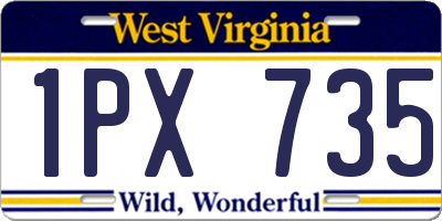 WV license plate 1PX735