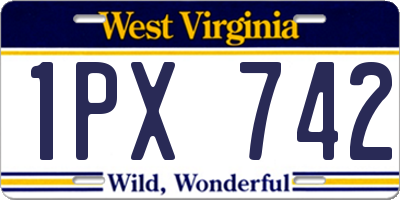 WV license plate 1PX742